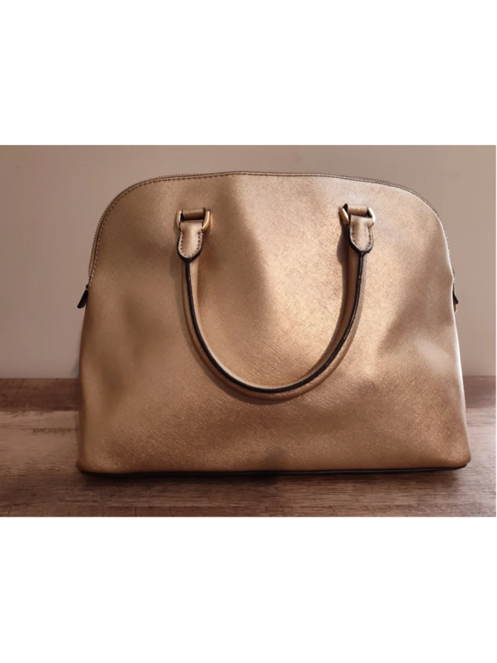 Michael Kors Gold Leather Satchel Handbag